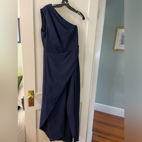 Kay Unger Walk Thru Jumpsuit Navy Blue Size 6 - Picture 3 of 4